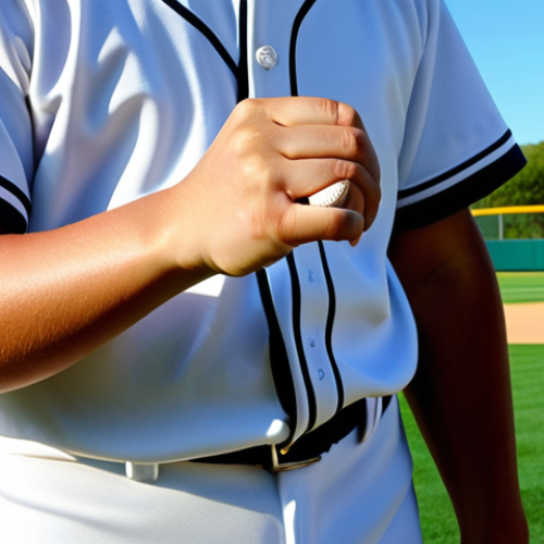 **

"A young baseball player, fully clothed in a professional baseball uniform, demonstrating the four-seam grip on a baseball. The background is a sunny baseball field with green grass and a clear blue sky. The player is in a natural pose, showing the correct hand position and finger placement. Safe for work, appropriate content, perfect anatomy, natural proportions, well-formed hands, proper finger count, professional photography, modest clothing, family-friendly."

**