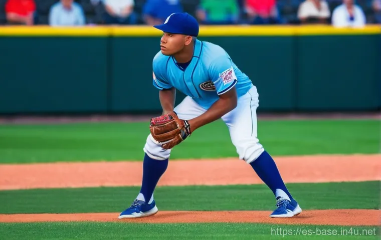 야구 주자의 리드오프 전략 - A male baseball player, wearing a clean, professional uniform with protective sliding shorts under h...