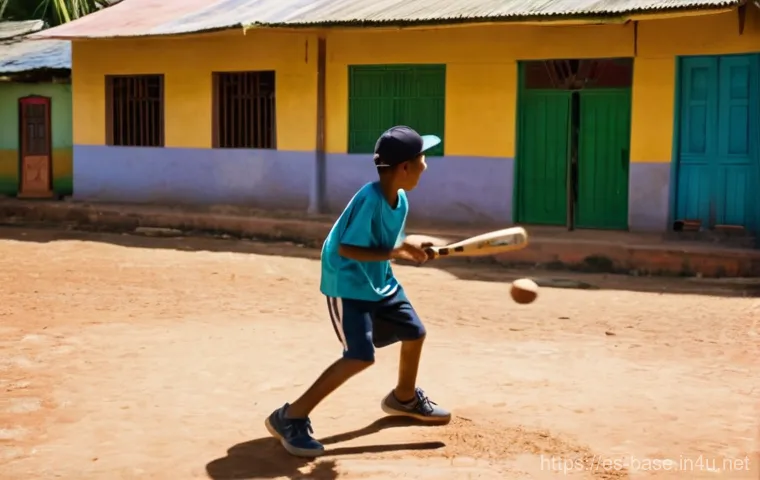 야구 박물관 및 역사적 장소 소개 - **A vibrant street baseball game in a bustling Caribbean neighborhood during golden hour.**
* ...