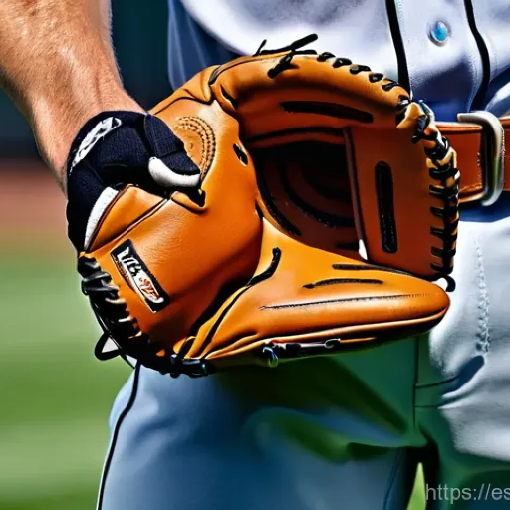 야구 장비 세척 및 관리법 - A close-up shot of a baseball player's hands (wearing a short-sleeved athletic shirt and sports shor...