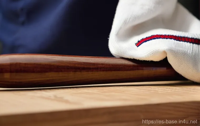 야구 장비 세척 및 관리법 - A close-up shot of a baseball player's hands (wearing a short-sleeved athletic shirt and sports shor...